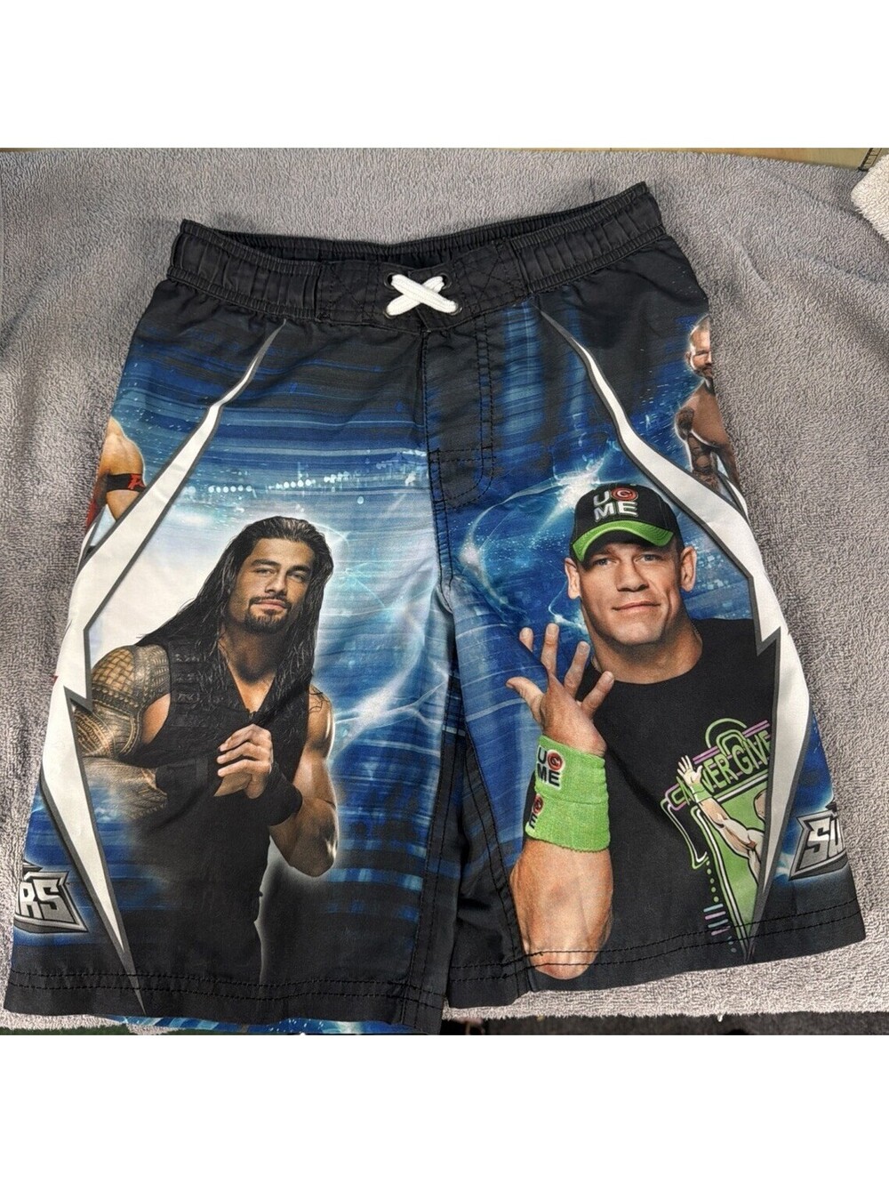 Boys Swim Trunks Size 8 Med Vintage WWE Superstars Cena Roman Reigns Randy Orton